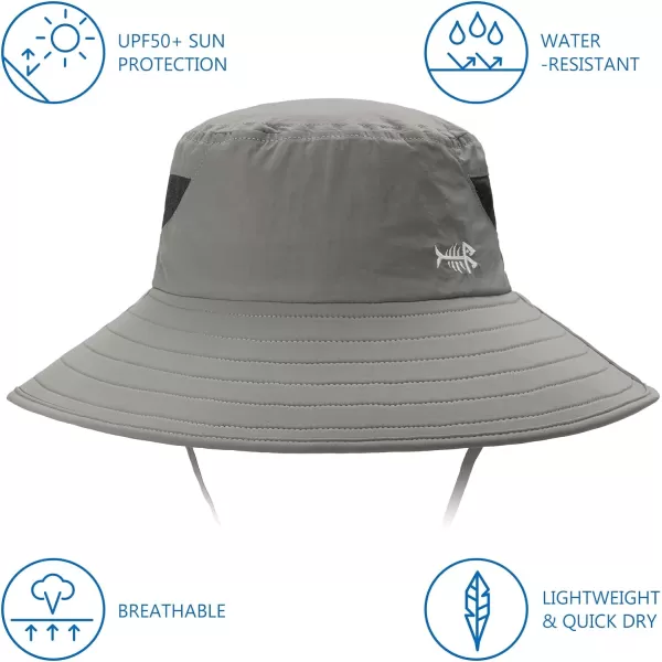 BASSDASH UPF 50 Breathable Sun Hat with Removable Face Cover and Neck Flap Wide Brim Bucket Hat for Fishing Hiking Men WomenLight Grey