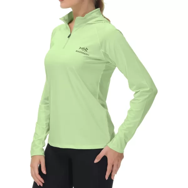 BASSDASH Womens UPF 50 Performance Hoodie Long Sleeve UV Fishing Hiking ShirtApple Green