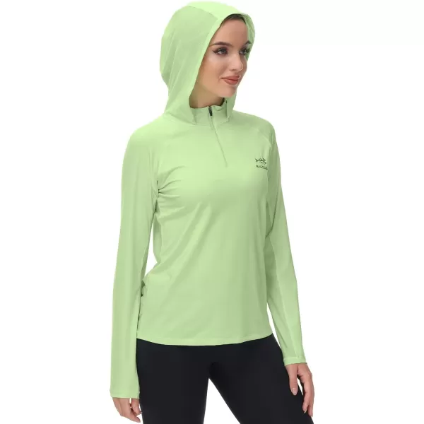 BASSDASH Womens UPF 50 Performance Hoodie Long Sleeve UV Fishing Hiking ShirtApple Green