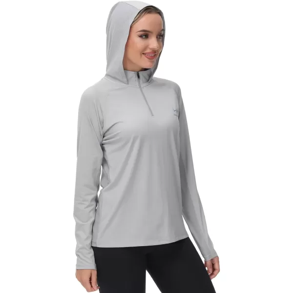 BASSDASH Womens UPF 50 Performance Hoodie Long Sleeve UV Fishing Hiking ShirtCool Grey