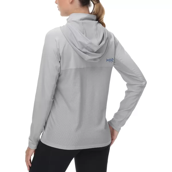 BASSDASH Womens UPF 50 Performance Hoodie Long Sleeve UV Fishing Hiking ShirtCool Grey