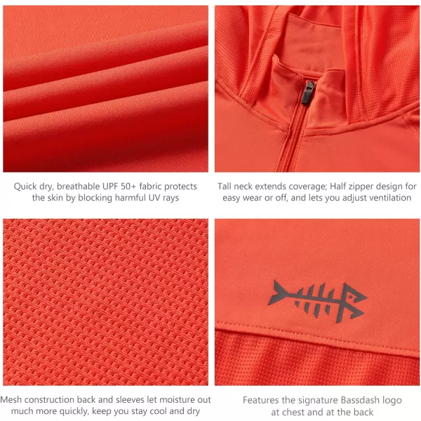 BASSDASH Womens UPF 50 Performance Hoodie Long Sleeve UV Fishing Hiking ShirtCoral Red