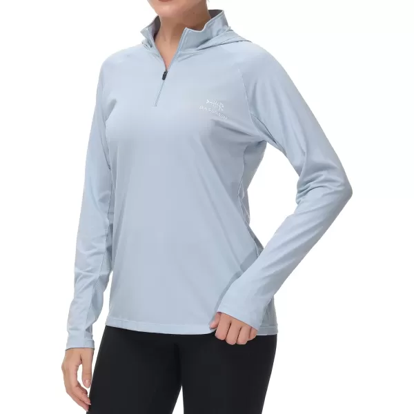 BASSDASH Womens UPF 50 Performance Hoodie Long Sleeve UV Fishing Hiking ShirtLight Steel Blue