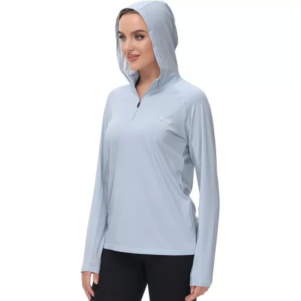 BASSDASH Womens UPF 50 Performance Hoodie Long Sleeve UV Fishing Hiking ShirtLight Steel Blue