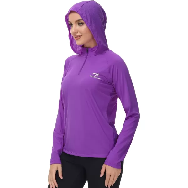 BASSDASH Womens UPF 50 Performance Hoodie Long Sleeve UV Fishing Hiking ShirtViolet