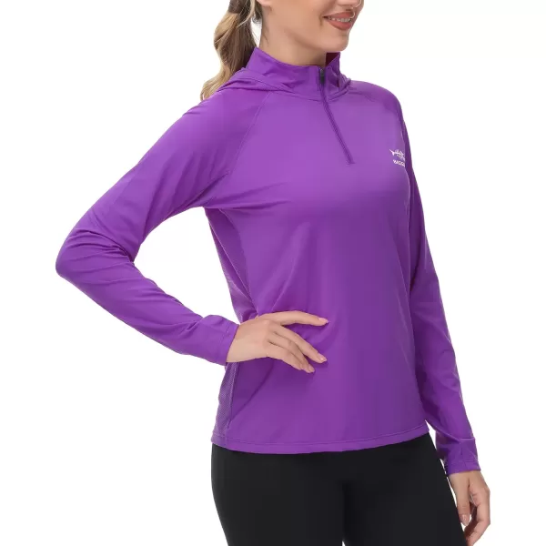 BASSDASH Womens UPF 50 Performance Hoodie Long Sleeve UV Fishing Hiking ShirtViolet