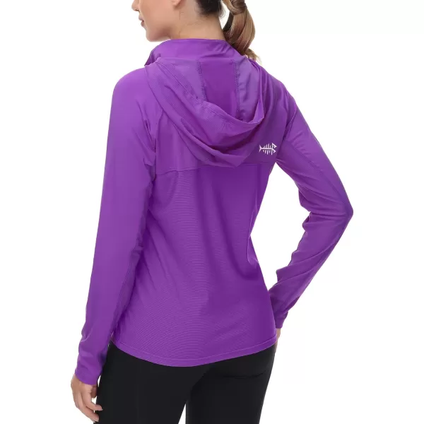 BASSDASH Womens UPF 50 Performance Hoodie Long Sleeve UV Fishing Hiking ShirtViolet