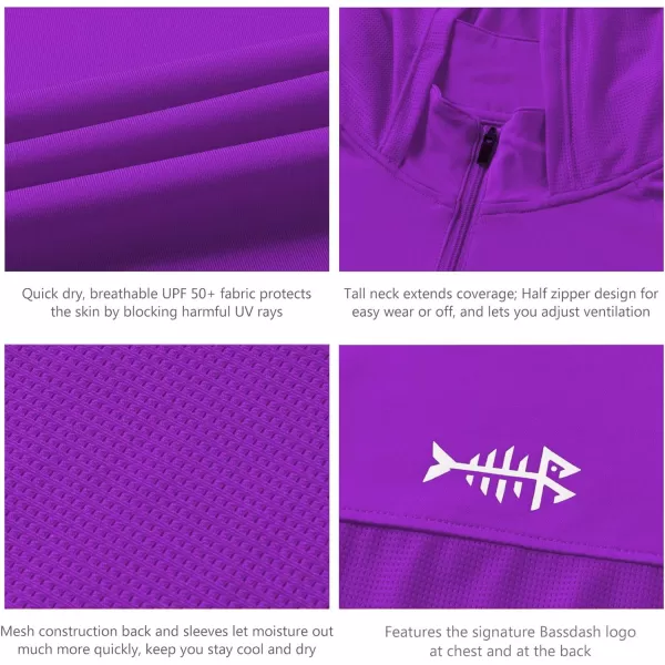 BASSDASH Womens UPF 50 Performance Hoodie Long Sleeve UV Fishing Hiking ShirtViolet