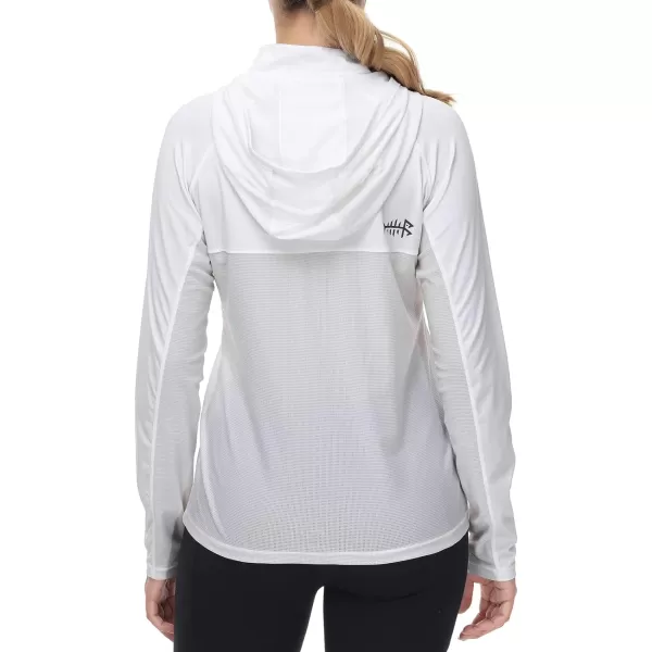 BASSDASH Womens UPF 50 Performance Hoodie Long Sleeve UV Fishing Hiking ShirtWhite