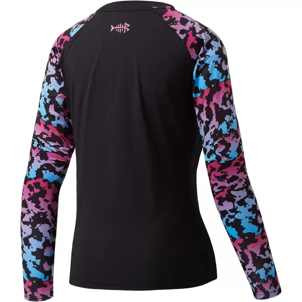 BASSDASH Womens UPF 50 UV Sun Protection TShirt Long Sleeve Fishing Hiking Performance ShirtsBlackNeon Camo