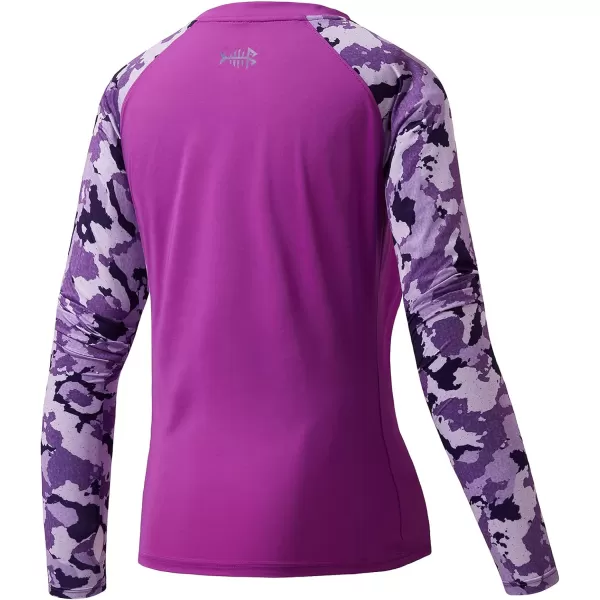 BASSDASH Womens UPF 50 UV Sun Protection TShirt Long Sleeve Fishing Hiking Performance ShirtsVioletPurple Camo