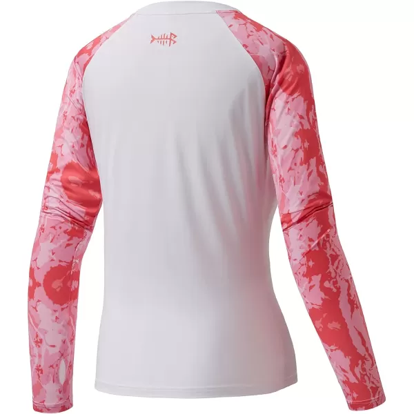 BASSDASH Womens UPF 50 UV Sun Protection TShirt Long Sleeve Fishing Hiking Performance ShirtsWhiteAbstract Pink Marble