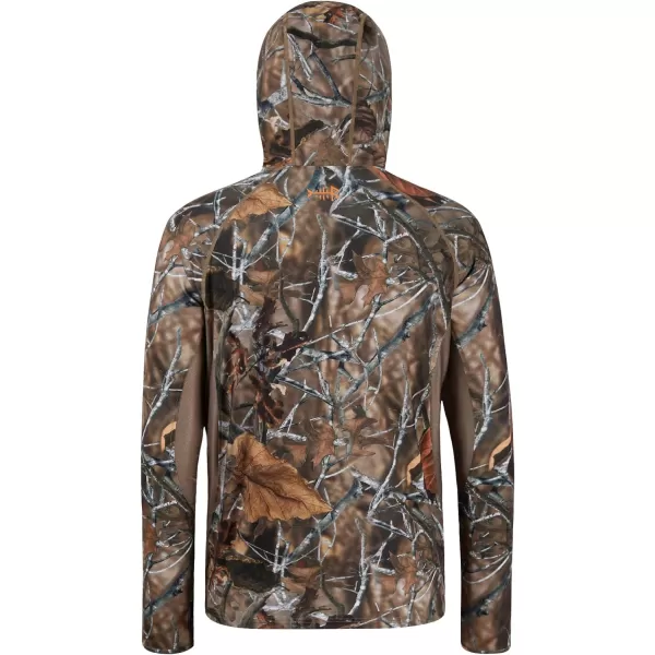 BASSDSASH Mens UPF 50 Lightweight Hunting Camo Hoodie Quick Dry Performance Long Sleeve Fishing Shirt with Hood FS30MAutumn Forest