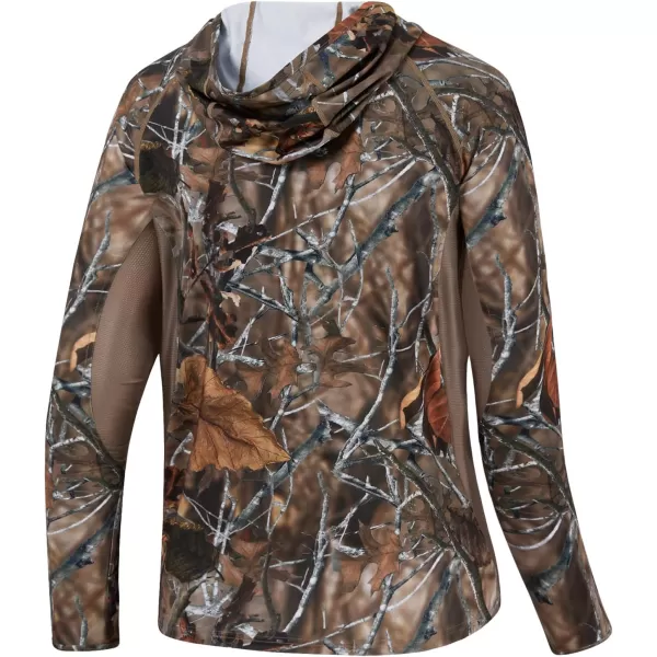 BASSDSASH Mens UPF 50 Lightweight Hunting Camo Hoodie Quick Dry Performance Long Sleeve Fishing Shirt with Hood FS30MAutumn Forest