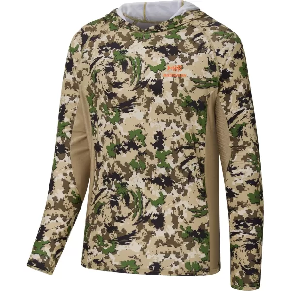 BASSDSASH Mens UPF 50 Lightweight Hunting Camo Hoodie Quick Dry Performance Long Sleeve Fishing Shirt with Hood FS30MHighland