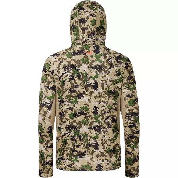 BASSDSASH Mens UPF 50 Lightweight Hunting Camo Hoodie Quick Dry Performance Long Sleeve Fishing Shirt with Hood FS30MHighland