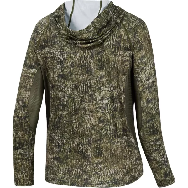 BASSDSASH Mens UPF 50 Lightweight Hunting Camo Hoodie Quick Dry Performance Long Sleeve Fishing Shirt with Hood FS30MMossy Wood