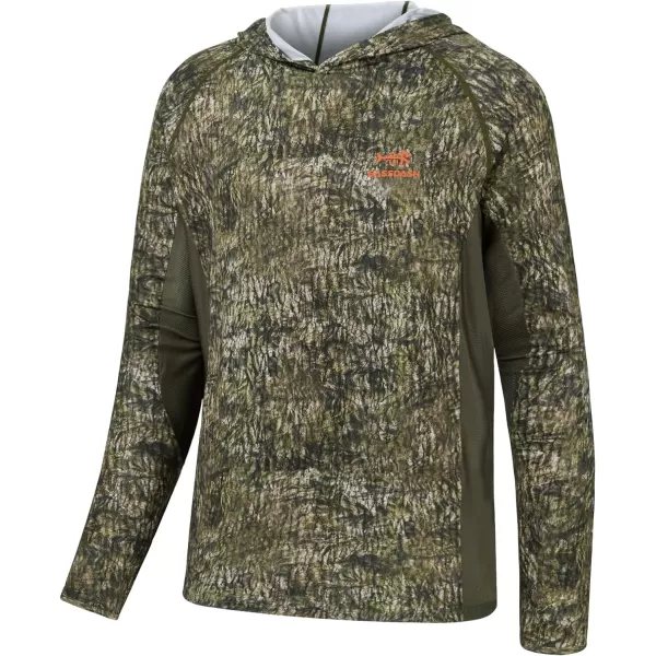 BASSDSASH Mens UPF 50 Lightweight Hunting Camo Hoodie Quick Dry Performance Long Sleeve Fishing Shirt with Hood FS30MMossy Wood