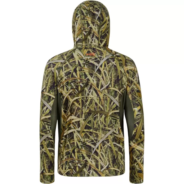 BASSDSASH Mens UPF 50 Lightweight Hunting Camo Hoodie Quick Dry Performance Long Sleeve Fishing Shirt with Hood FS30MReeds