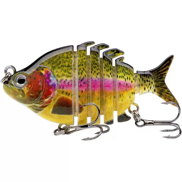 Bassdash SwimPanfish 25034oz Hard Bluegill Swimbaits Multi Jointed Topwater Trout Bass Fishing Crank Lure for Freshwater and SaltwaterRainbow