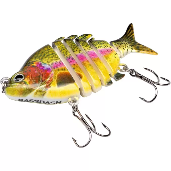 Bassdash SwimPanfish 25034oz Hard Bluegill Swimbaits Multi Jointed Topwater Trout Bass Fishing Crank Lure for Freshwater and SaltwaterRainbow