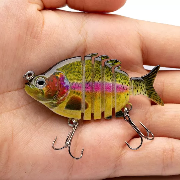 Bassdash SwimPanfish 25034oz Hard Bluegill Swimbaits Multi Jointed Topwater Trout Bass Fishing Crank Lure for Freshwater and SaltwaterRainbow