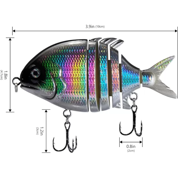 Bassdash SwimPomfret Hard Swimbaits with Builtin Steel Balls 39in 13oz Casting Panfish Bluegill Fishing Lure for Bass Walleye Pike FishingBlackSilver