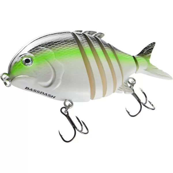 Bassdash SwimPomfret Hard Swimbaits with Builtin Steel Balls 39in 13oz Casting Panfish Bluegill Fishing Lure for Bass Walleye Pike FishingFluorescent White Shad