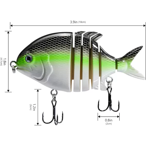 Bassdash SwimPomfret Hard Swimbaits with Builtin Steel Balls 39in 13oz Casting Panfish Bluegill Fishing Lure for Bass Walleye Pike FishingFluorescent White Shad