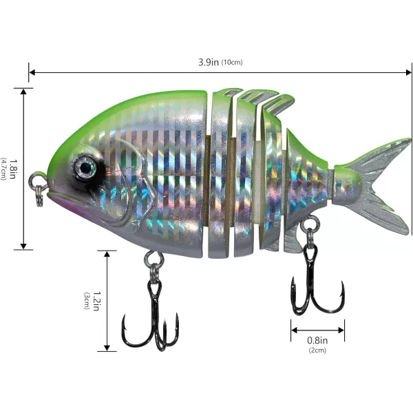 Bassdash SwimPomfret Hard Swimbaits with Builtin Steel Balls 39in 13oz Casting Panfish Bluegill Fishing Lure for Bass Walleye Pike FishingGreenSilver