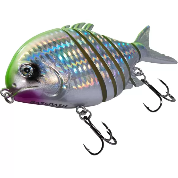 Bassdash SwimPomfret Hard Swimbaits with Builtin Steel Balls 39in 13oz Casting Panfish Bluegill Fishing Lure for Bass Walleye Pike FishingGreenSilver