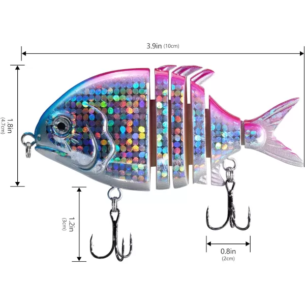 Bassdash SwimPomfret Hard Swimbaits with Builtin Steel Balls 39in 13oz Casting Panfish Bluegill Fishing Lure for Bass Walleye Pike FishingPinkSilver