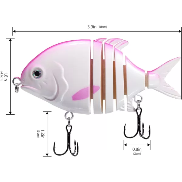 Bassdash SwimPomfret Hard Swimbaits with Builtin Steel Balls 39in 13oz Casting Panfish Bluegill Fishing Lure for Bass Walleye Pike FishingPinkwhite