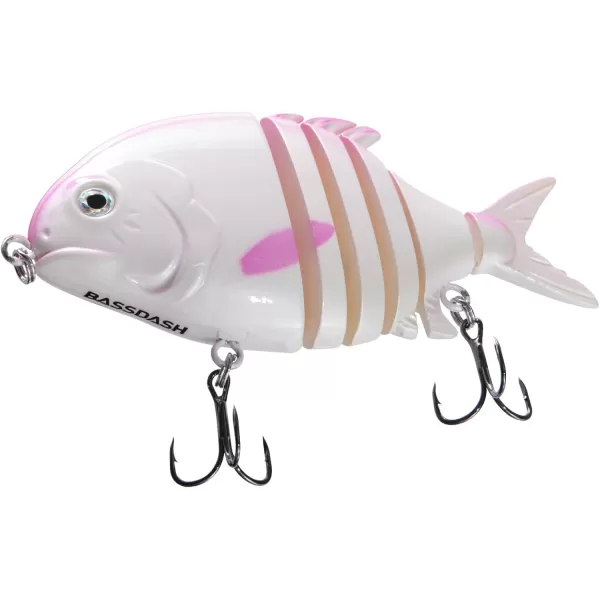 Bassdash SwimPomfret Hard Swimbaits with Builtin Steel Balls 39in 13oz Casting Panfish Bluegill Fishing Lure for Bass Walleye Pike FishingPinkwhite