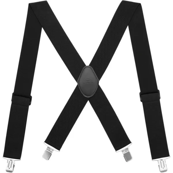 BASSDASH Mens 2 Wide XBack Adjustable Elastic Suspenders with Heavy Duty Metal ClipsBlack