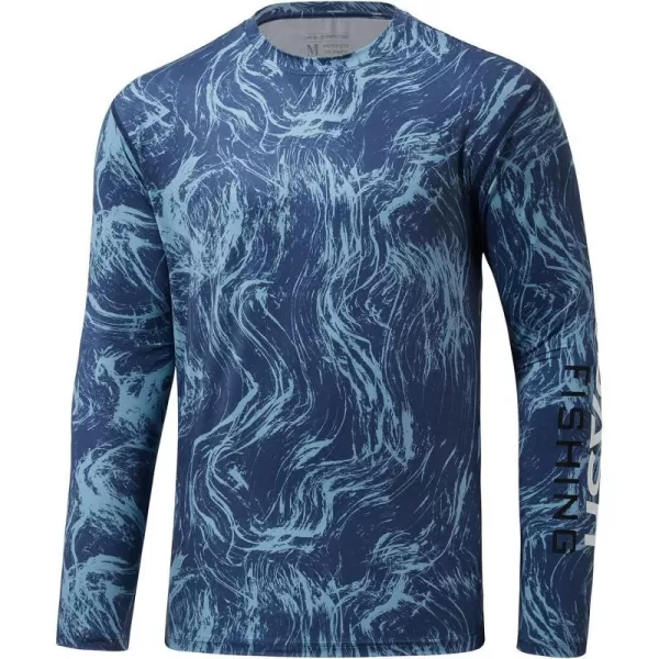 BASSDASH Mens UPF 50 Camo Long Sleeve Shirts Quick Dry Lightweight Performance Shirt for Outdoors Fishing HikingDeep Blue Ocean Camo