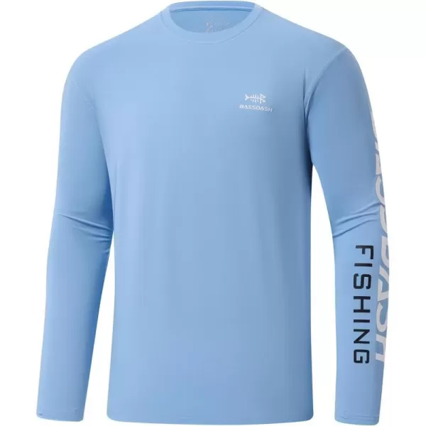 BASSDASH Mens UPF 50 Sun Protection Long Sleeve Shirts Quick Dry Performance SPF UV Shirt for Outdoors Fishing Hiking FS31MCarolinaWhite Logo