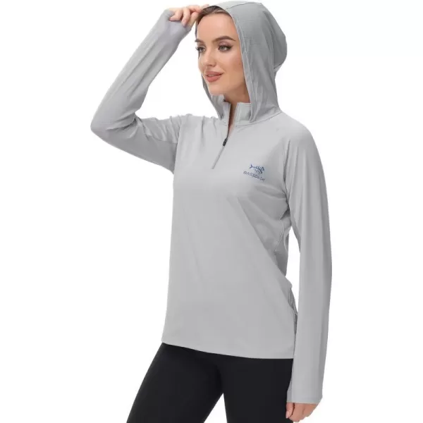 BASSDASH Womens UPF 50 Performance Hoodie Long Sleeve UV Fishing Hiking ShirtCool Grey