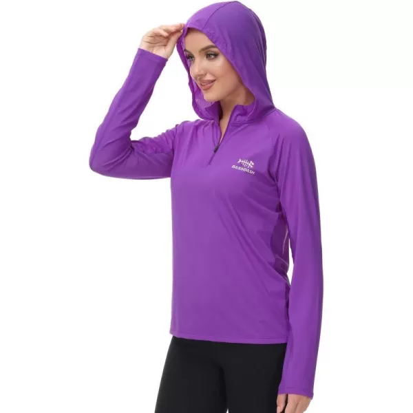 BASSDASH Womens UPF 50 Performance Hoodie Long Sleeve UV Fishing Hiking ShirtViolet