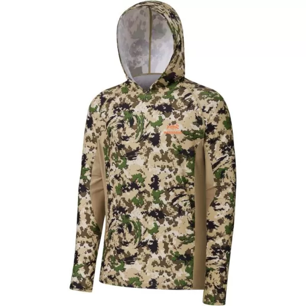 BASSDSASH Mens UPF 50 Lightweight Hunting Camo Hoodie Quick Dry Performance Long Sleeve Fishing Shirt with Hood FS30MHighland