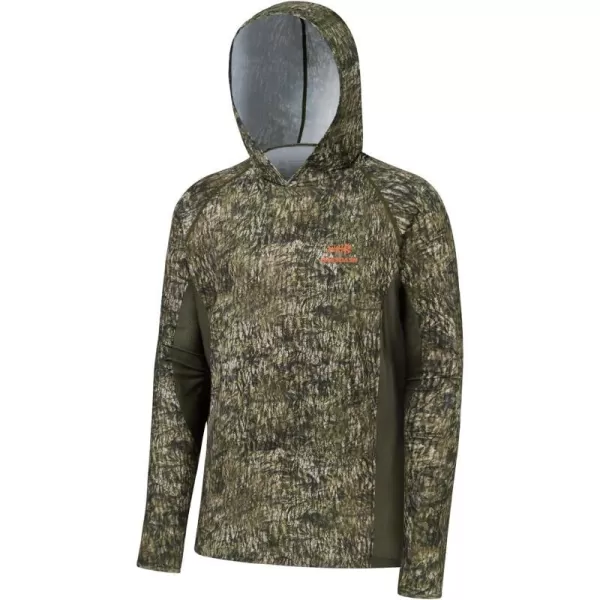 BASSDSASH Mens UPF 50 Lightweight Hunting Camo Hoodie Quick Dry Performance Long Sleeve Fishing Shirt with Hood FS30MMossy Wood