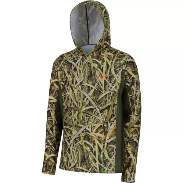 BASSDSASH Mens UPF 50 Lightweight Hunting Camo Hoodie Quick Dry Performance Long Sleeve Fishing Shirt with Hood FS30MReeds