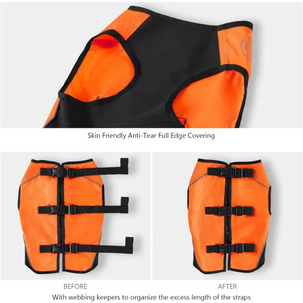 BASSDASH Dog Safety Vest Lightweight Water Resistant Chest Protection Blaze Orange Reflective High Visibility for Hunting OutdoorOrangeBlack Medium