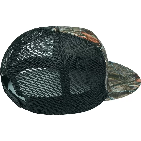 BASSDASH Flat Brim Trucker Cap Adjustable Snapback Hat Mesh Back for Men WomenAutumn Forest