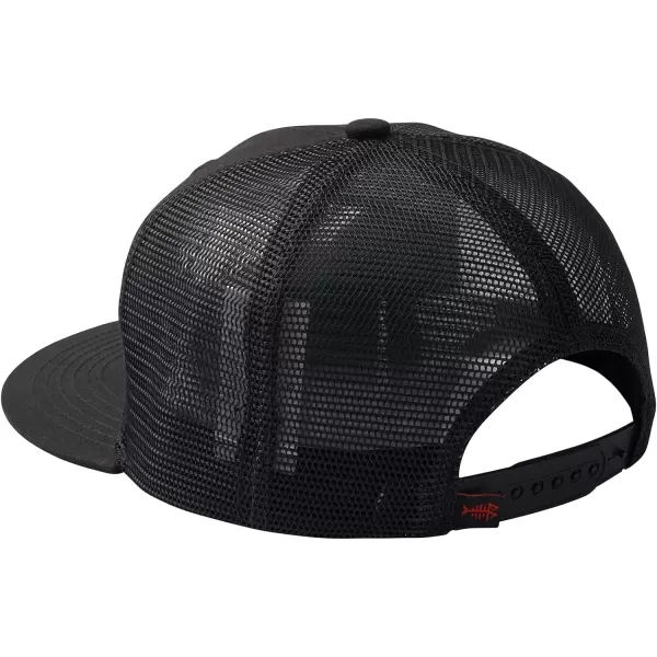 BASSDASH Flat Brim Trucker Cap Adjustable Snapback Hat Mesh Back for Men WomenBlackFish Flag