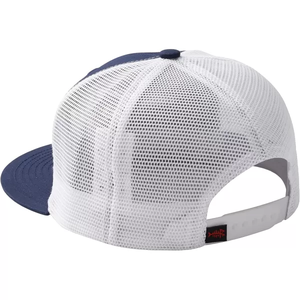 BASSDASH Flat Brim Trucker Cap Adjustable Snapback Hat Mesh Back for Men WomenCollegiate NavyBass