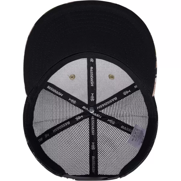 BASSDASH Flat Brim Trucker Cap Adjustable Snapback Hat Mesh Back for Men WomenHighland