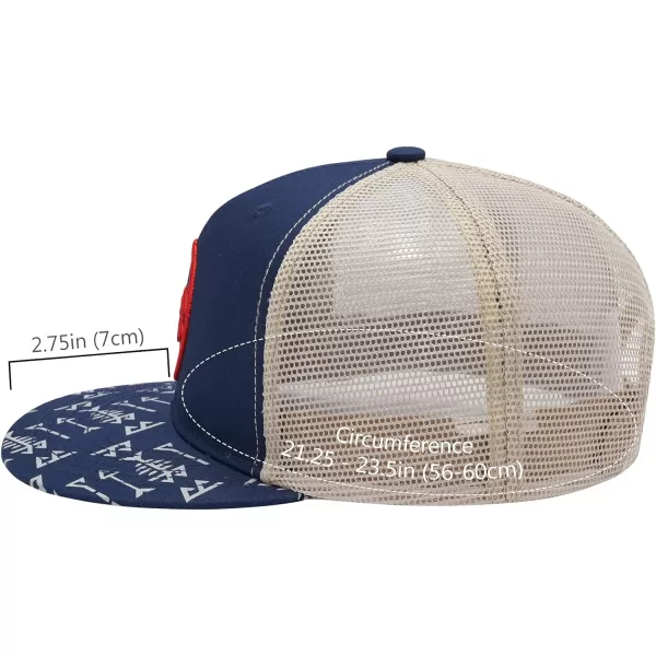 BASSDASH Flat Brim Trucker Cap Adjustable Snapback Hat Mesh Back for Men WomenNavy Blue