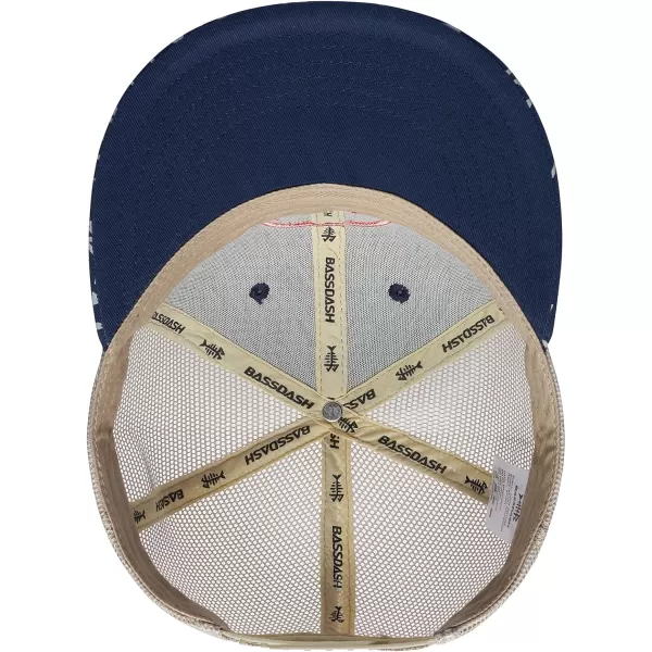 BASSDASH Flat Brim Trucker Cap Adjustable Snapback Hat Mesh Back for Men WomenNavy Blue