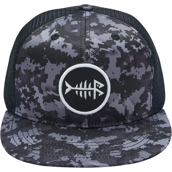 BASSDASH Flat Brim Trucker Cap Adjustable Snapback Hat Mesh Back for Men WomenNight Digital Camo